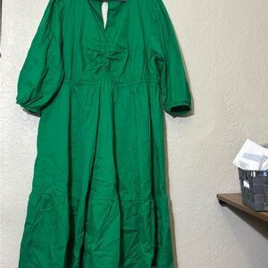 Torrid 3 Vibrant Green Midi Dress with Keyhole Detail In Back